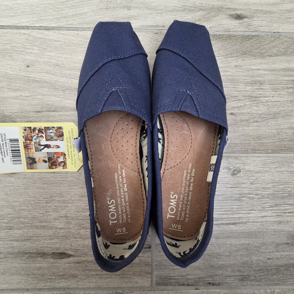 Toms Navy Blue Slip-On Flats